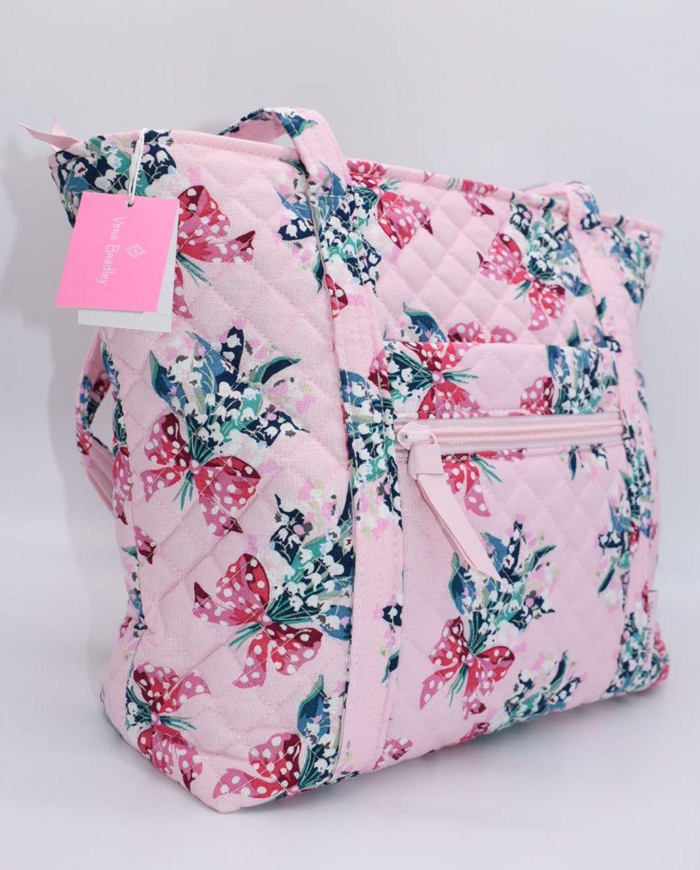 Vera Bradley Small Vera Tote Bag in "Happiness Returns Pink" Pattern