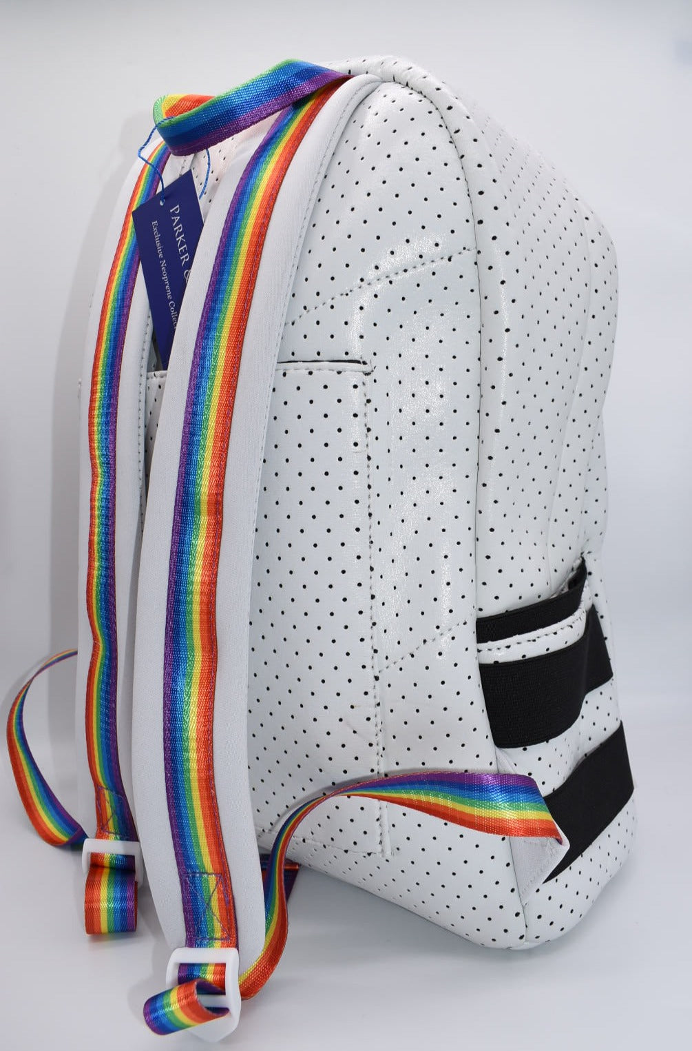Parker & Hyde Large White Rainbow Neoprene Backpack