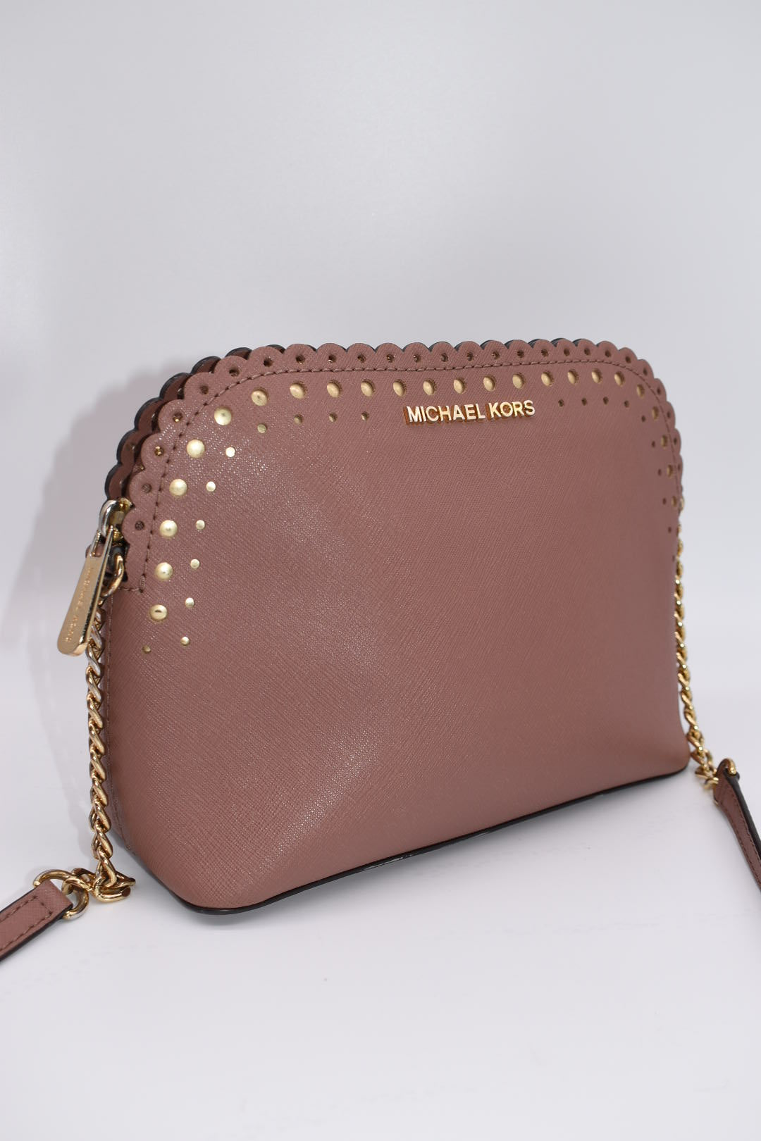 Michael Kors Cindy Saffiano Dome Crossbody Bag in Dusty Pink