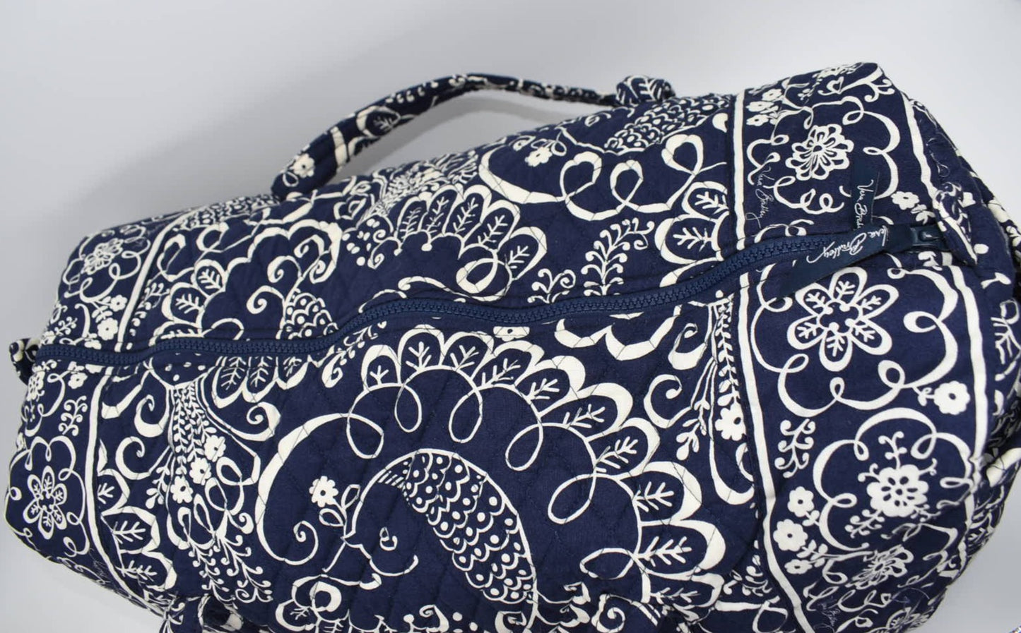 Vera Bradley Large Duffel Bag in "Twirly Birds Navy" Pattern