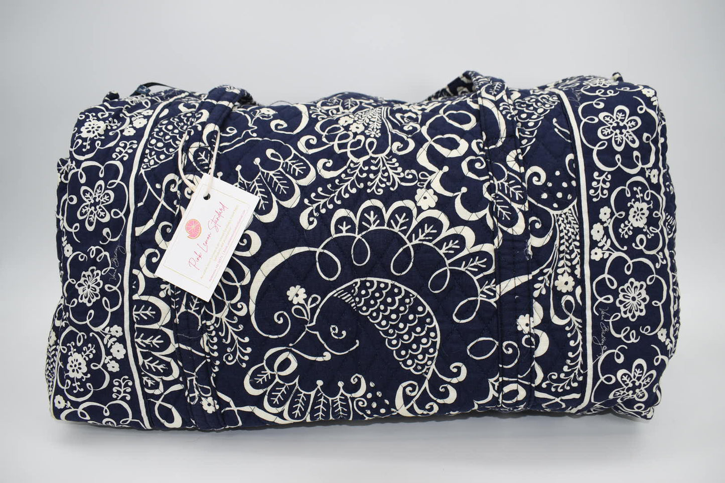 Vera Bradley Large Duffel Bag in "Twirly Birds Navy" Pattern