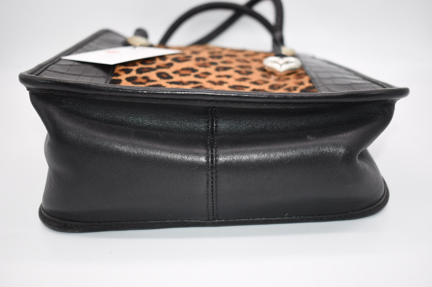 Vintage Brighton Leather & Cheetah Tote Bag