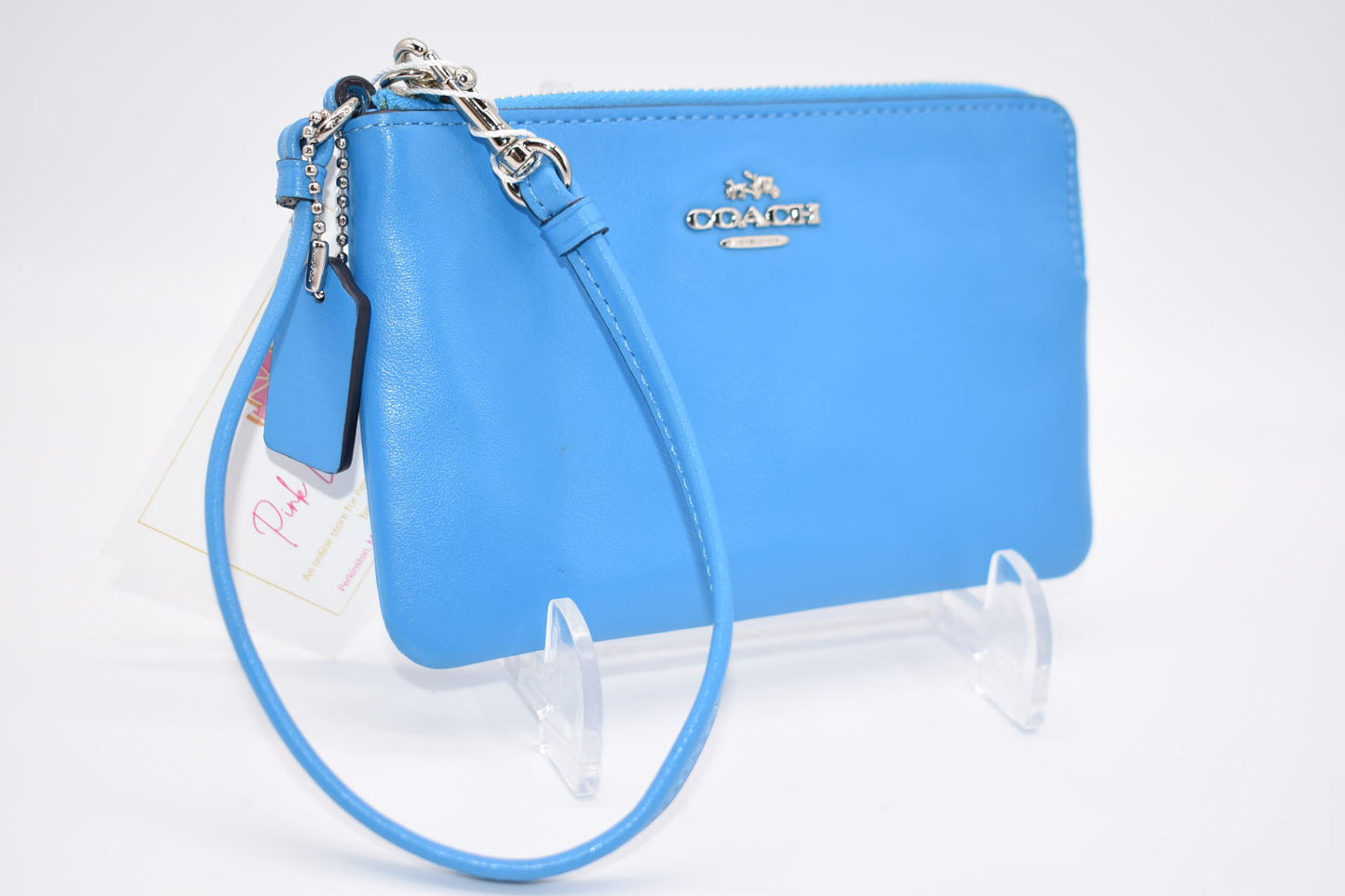 Coach Small Blue Leather Wristlet