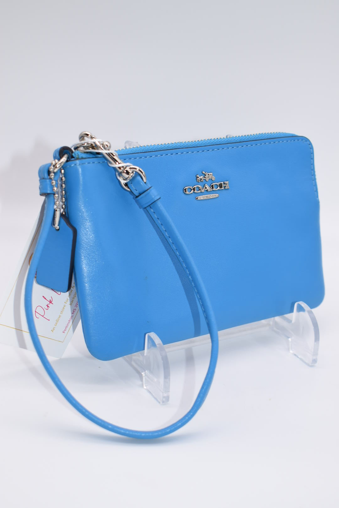 Coach Small Blue Leather Wristlet