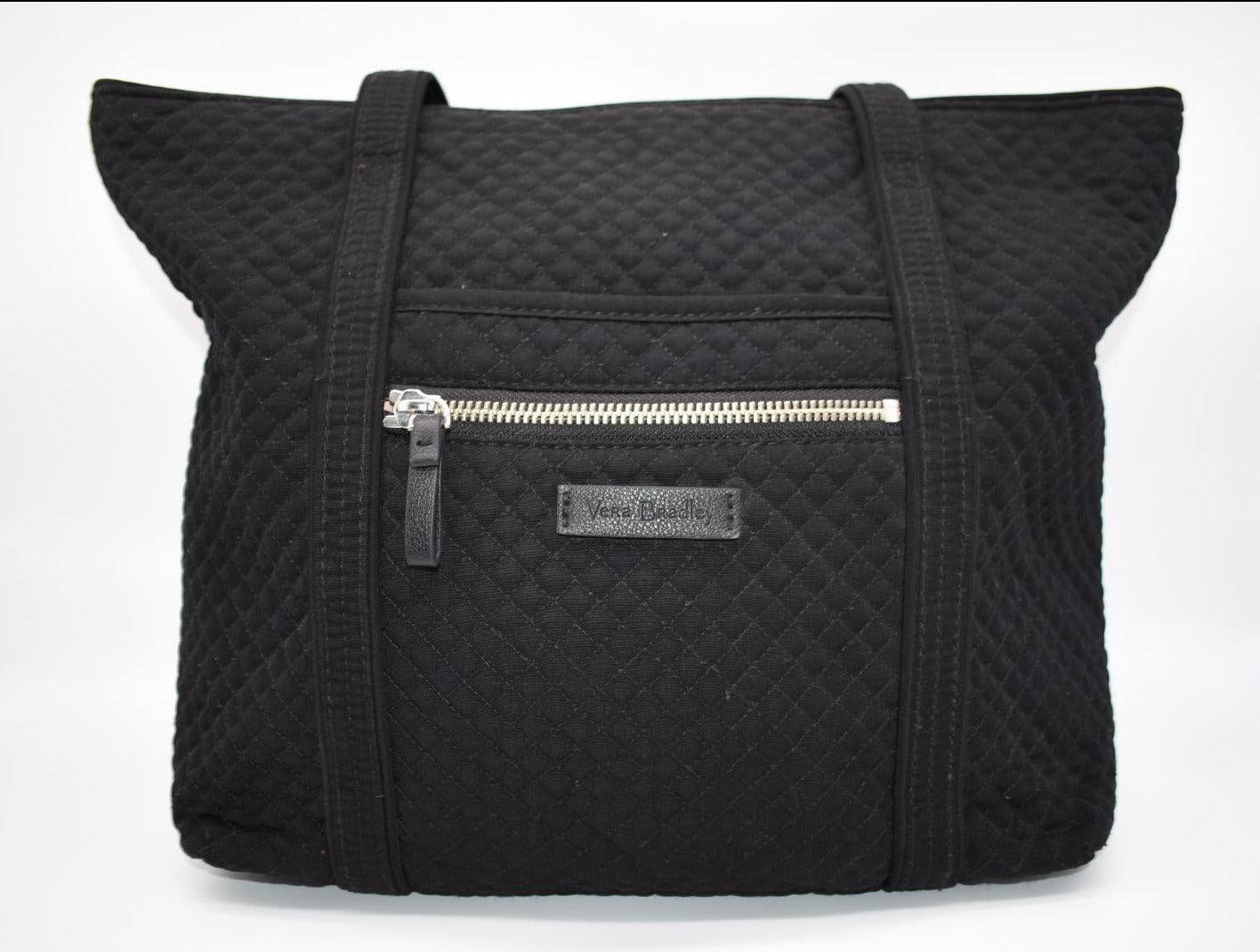 Vera Bradley Iconic Small Vera Tote Bag in Black Microfiber