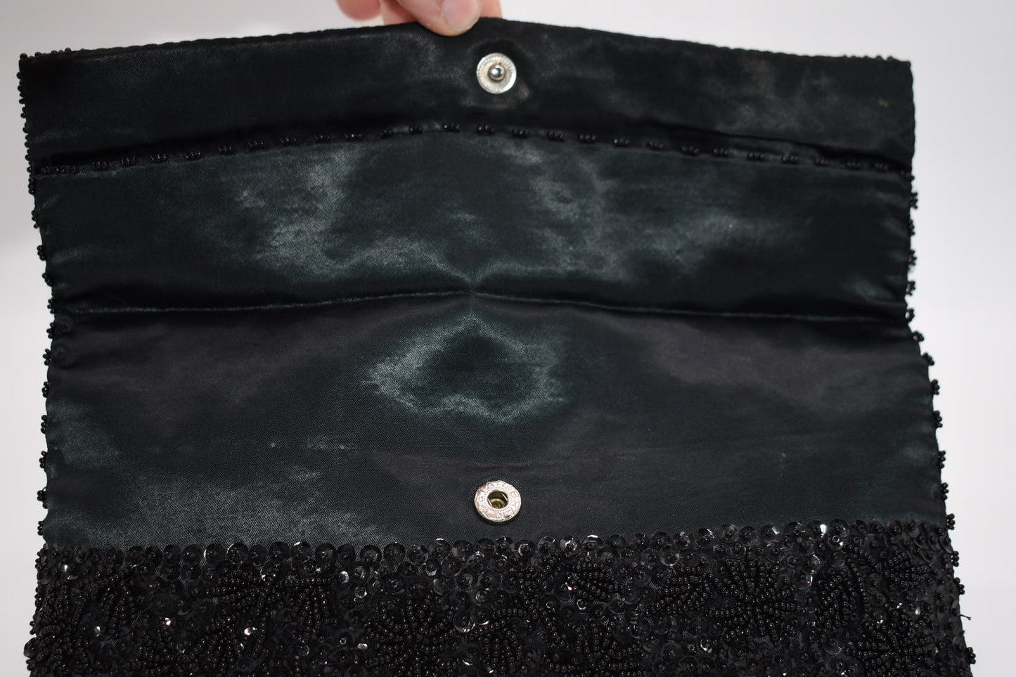 Black Beaded Clutch Bag
