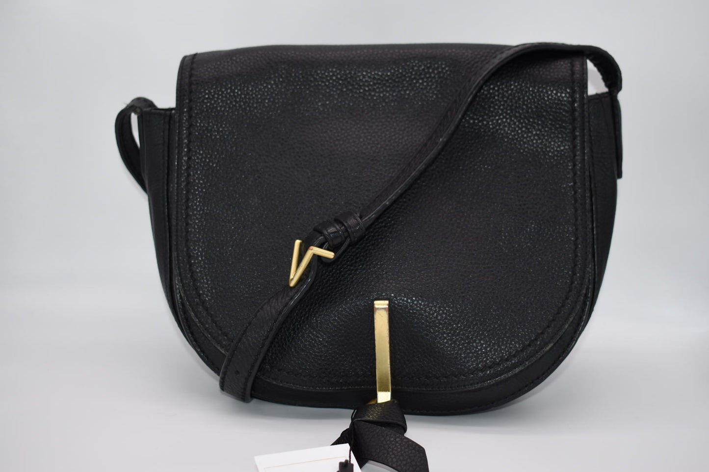 Vera Bradley Black Leather Carson Saddle Crossbody Bag