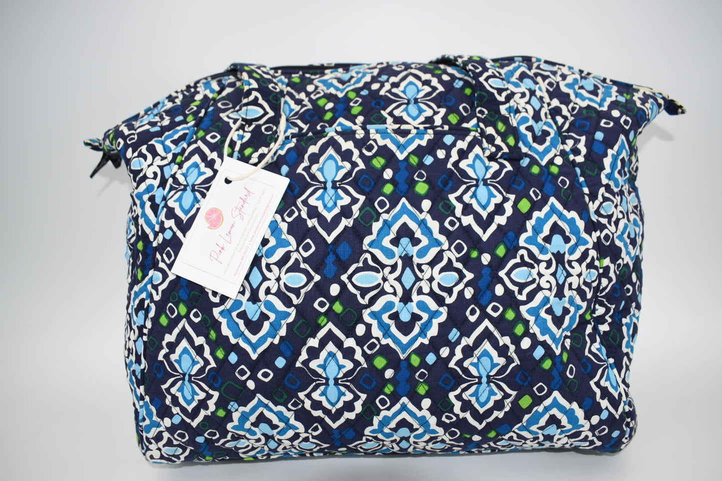 Vera Bradley Large Travel Tote Bag in "Ink Blue" Pattern