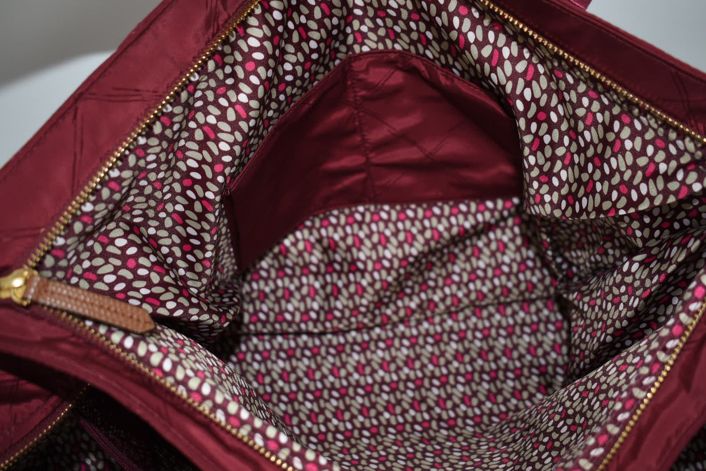 Vera Bradley Preppy Poly Triple Travel Bag in "Claret" Pattern