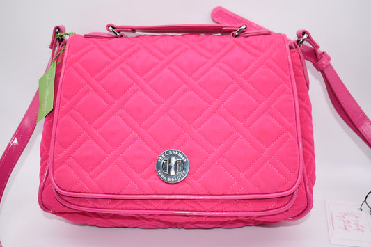 Vera Bradley Turnlock Crossbody Bag in Microfiber Fuchsia
