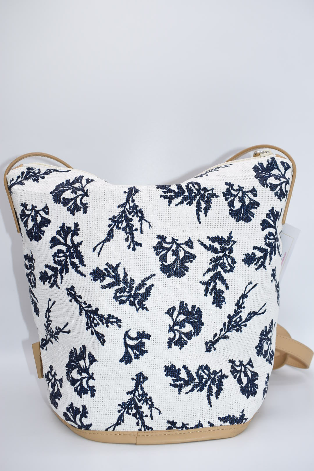 Vera Bradley Straw Bucket Crossbody Bag in "Adrift Coral Blue" Pattern