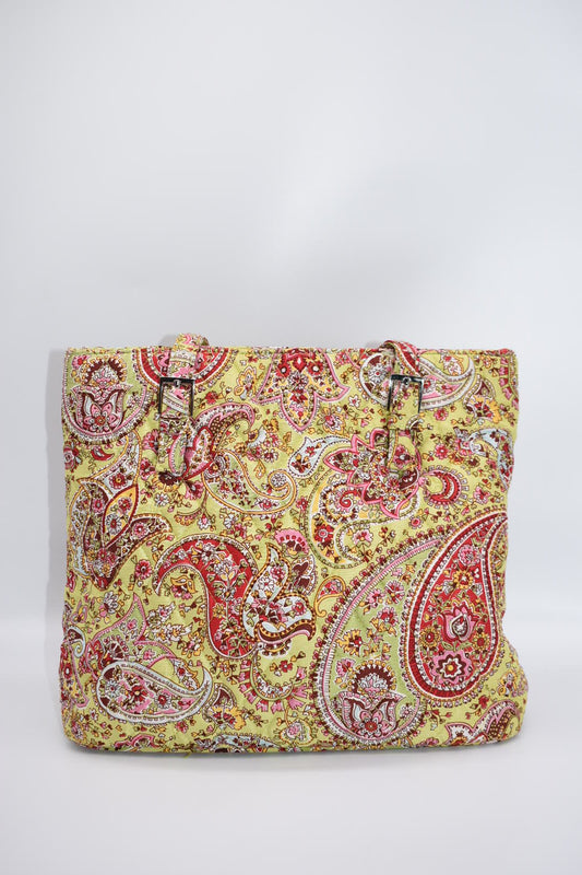 Vera Bradley Limited Edition Silk Tote Bag in "Pistachio Paisley"