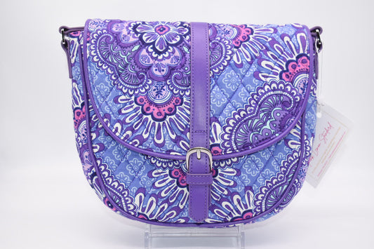 Vera Bradley "Lilac Tapestry" Slim Saddle Bag