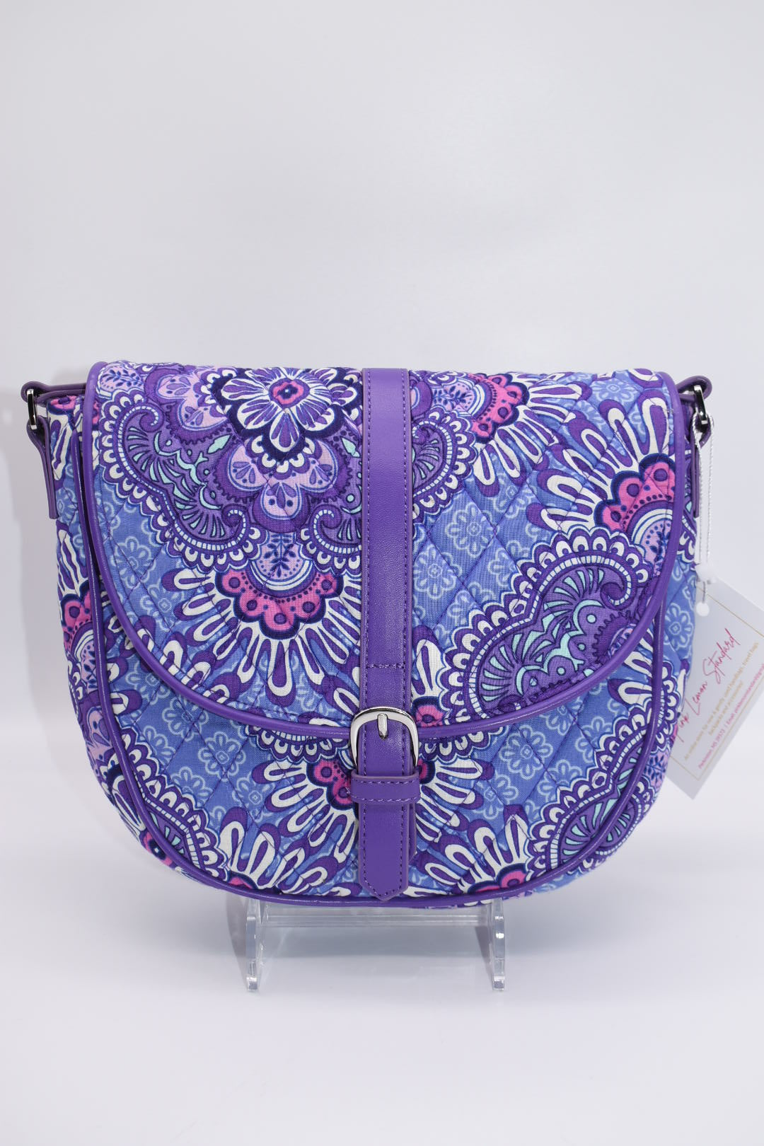 Vera Bradley "Lilac Tapestry" Slim Saddle Bag