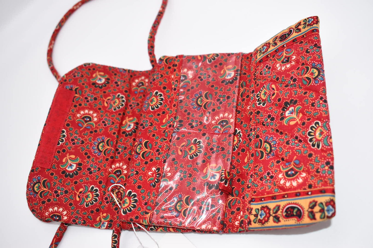 Vintage Vera Bradley Strap Wallet/ Crossbody in "Colette Red" Pattern