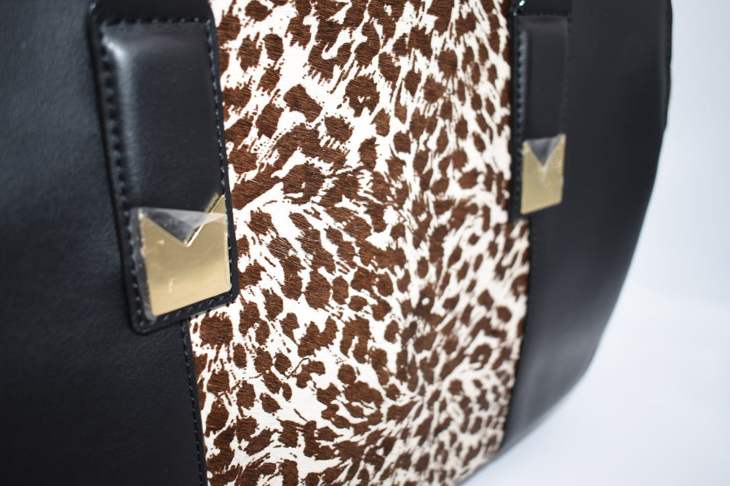 Antonio Melani Satchel Handbag Leopard Print Leather & Calf Hair