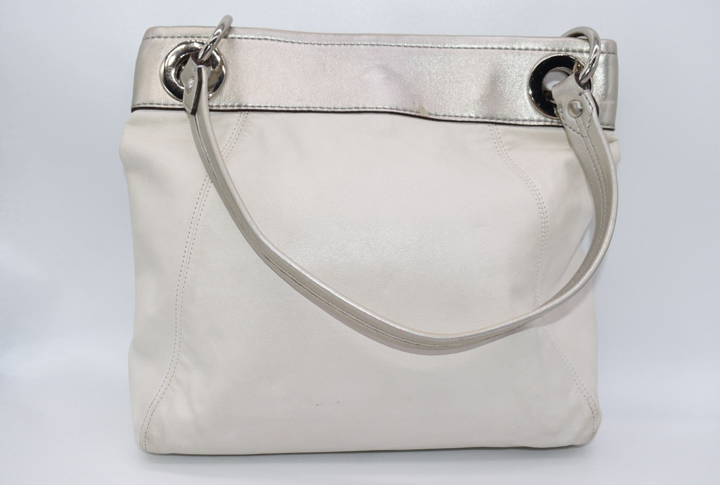 COACH Ashley F17605 Shoulder Bag in "White & Silver"