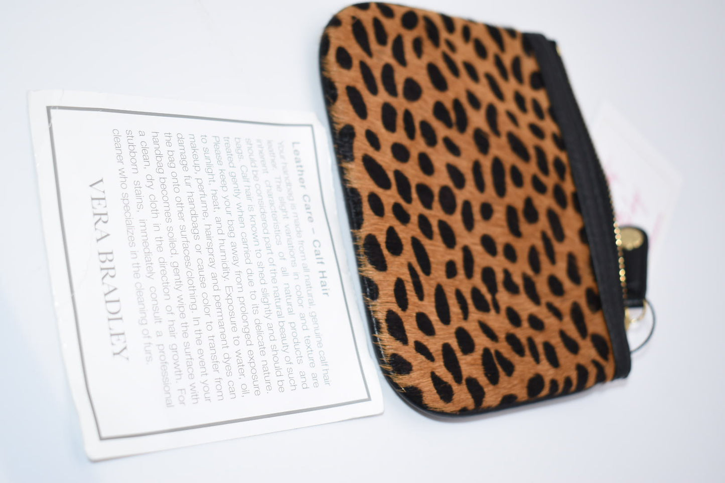Vera Bradley Leather Callie Zip Pouch in "Cheetah" Pattern